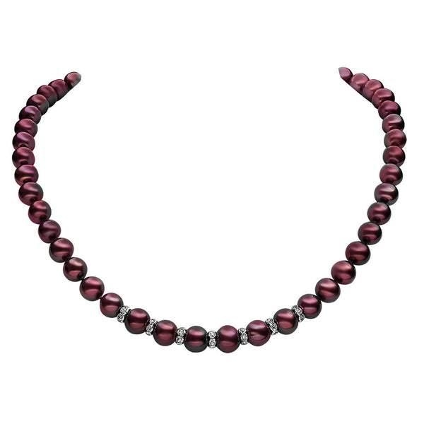 Lily Treacy 9-10mm Freshwater Pearl Necklace Strand Ada 18" RARE COLOR! metallic aubergine