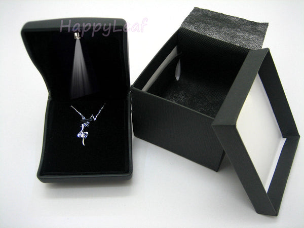 PU Leather Jewelry necklace pendant coin brooch Box Case with LED light for jewelry, Gift