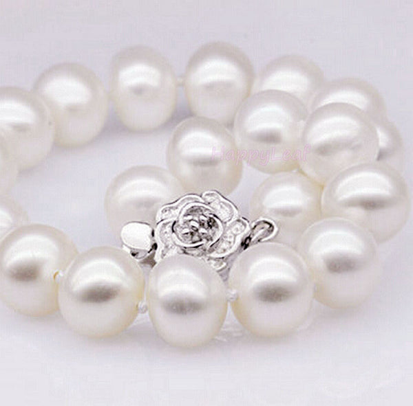 11-13mm Freshwater Pearl necklace strand white large pearl 18" bridal June birthstone