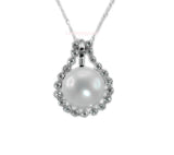 11-13mm Freshwater Pearl in Diamonique 925 sterling silver pendant Necklace 18