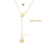 Lily Treacy 10-11mm Golden South Sea Pearl 18K Yellow Gold Pendant Necklace Up to 20