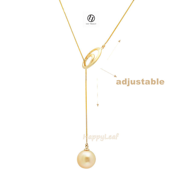 Lily Treacy 10-11mm Golden South Sea Pearl 18K Yellow Gold Pendant Necklace Up to 20"