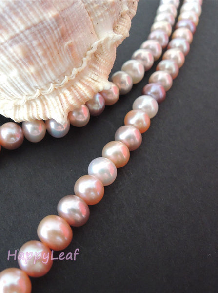 9-10mm Freshwater Pearl white pink purple multi-color Necklace Magnetic Clasp