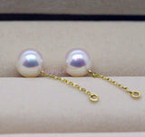 Japanese Akoya Pearl 14K & 18K Solid Gold stud dangle Earrings Pendant set Bridal June birthstone by Lily Treacy