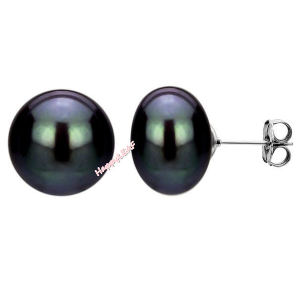 LILY TREACY Black Freshwater Pearl Stud Earring Sterling Silver 9 10 11 12 13mm