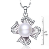 LilyTreacy white black Freshwater Pearl Diamonique 925silver pendant Necklace18