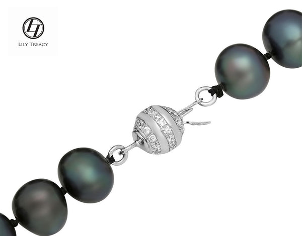 Lily Treacy Black Freshwater Pearl Strand Necklace 18" Wedding Mother of bride