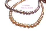 9-10mm Freshwater Pearl white pink purple multi-color Necklace Magnetic Clasp