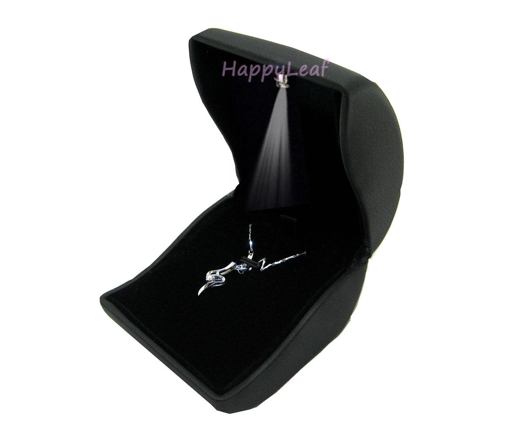 PU Leather Jewelry necklace pendant coin brooch Box Case with LED light for jewelry, Gift