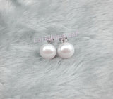 9-10mm white Freshwater Pearl Stud Earrings solid Sterling Silver back bridal June Birthstone