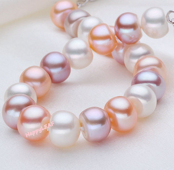 9-10mm Freshwater Pearl Bracelet 925 Sterling Silver Clasp 8.5" Bridal Wedding Gift