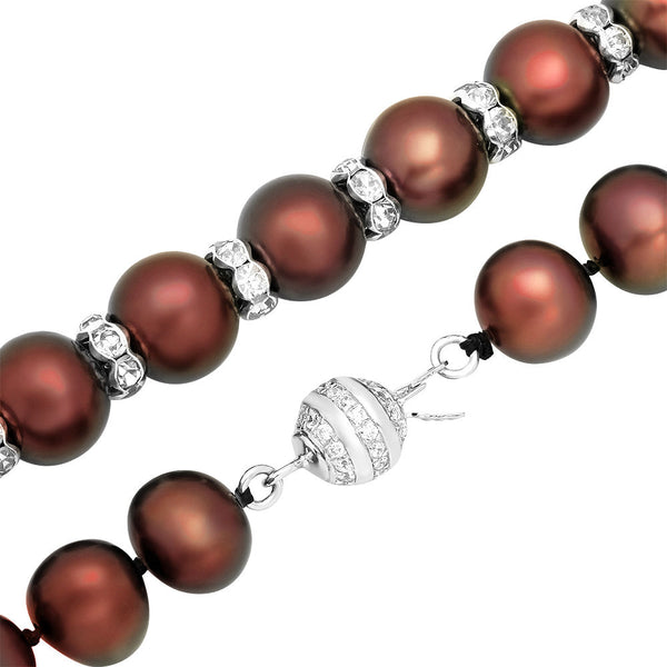 Lily Treacy 9-10mm Freshwater Pearl Necklace Strand Ada 18" RARE COLOR! metallic aubergine