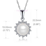 10-11mm white Freshwater Pearl Sterling Silver Russian CZ Pendant Necklace 18