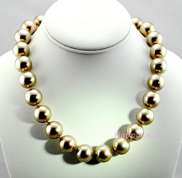 thumbnail image 2 of 12mm Genuine White South Sea Shell Pearl Necklace - 18 Inch Round Bead Choker - AAA Quality 2 of 4