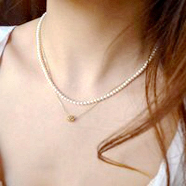 5-6mm White Freshwater Pearl Sterling Silver Clasp Necklace Strand 18" Bridal