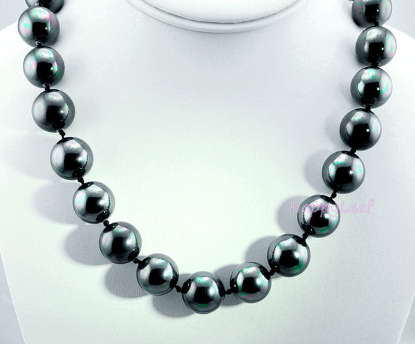 15-16mm Large Top Quality SEASHELL Pearl Strand Necklace white black gold 18"