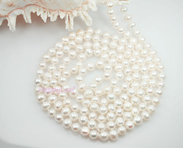 7-8mm Freshwater Pearl white multi-color Opera 50" long endless Strand Necklace