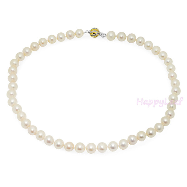 8.5-9.5mm Freshwater Pearl Necklace Strand White 18" wedding bridal gift