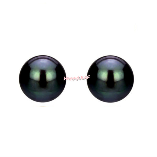 LILY TREACY Black Freshwater Pearl Stud Earring Sterling Silver 9 10 11 12 13mm