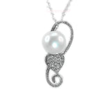11mm Freshwater Pearl Premium 925 Sterling Silver Top CZ Pendant Necklace
