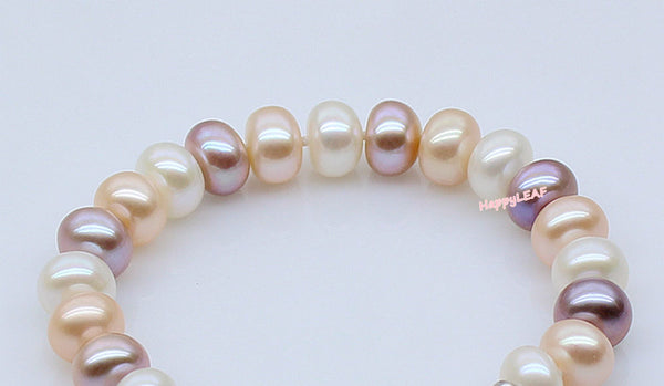 9-10mm Freshwater Pearl Bracelet 925 Sterling Silver Clasp 8.5" Bridal Wedding Gift