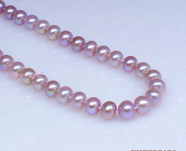 9-10mm Freshwater Pearl white pink purple multi-color Necklace Magnetic Clasp
