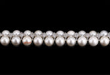 LilyTreacy Pearl Bracelet double row Quality 8mm Shell Pearl & Top CZ white 7.5