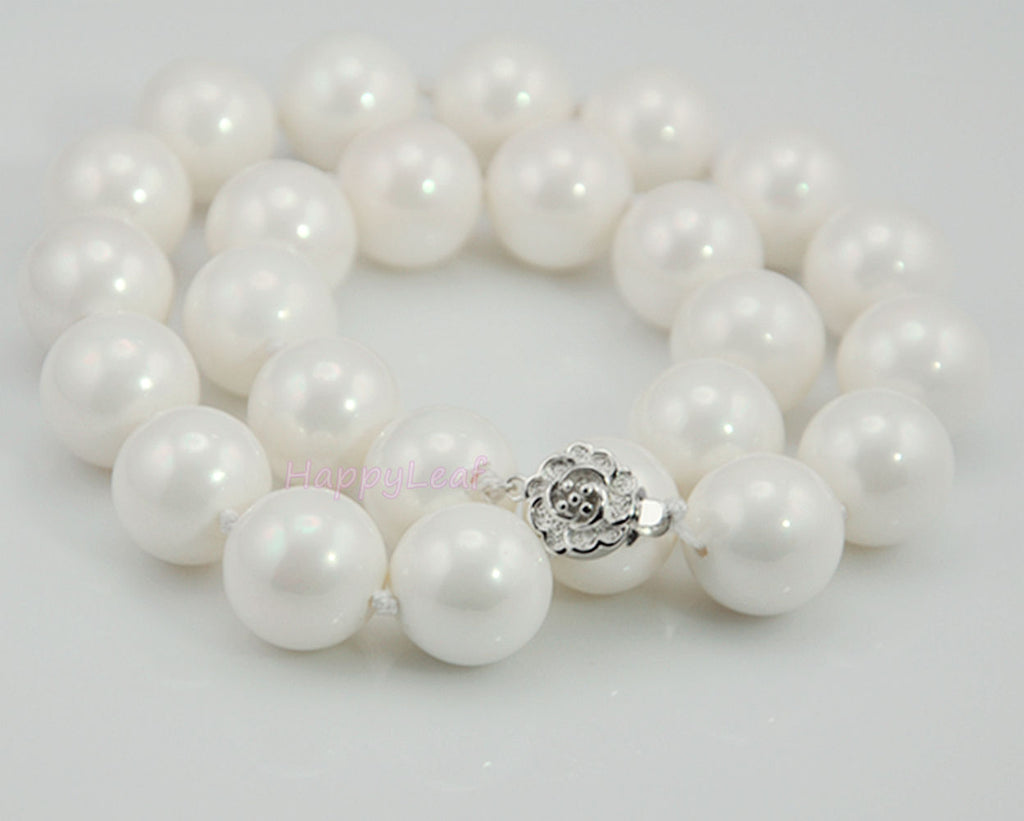 15-16mm Large Top Quality SEASHELL Pearl Strand Necklace white black gold 18