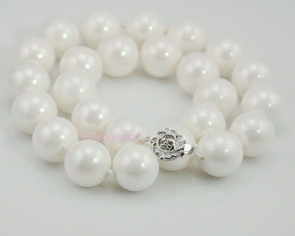 15-16mm Large Top Quality SEASHELL Pearl Strand Necklace white black gold 18"
