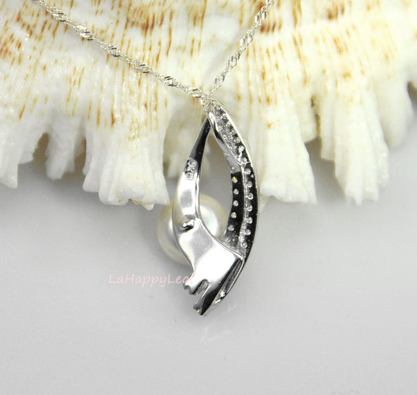 11mm Freshwater Pearl Premium 925 Sterling Silver Top CZ Pendant Necklace