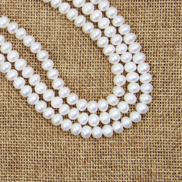 5-6mm White Freshwater Pearl Sterling Silver Clasp Necklace Strand 18" Bridal