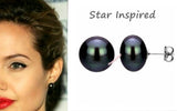 LILY TREACY Black Freshwater Pearl Stud Earring Sterling Silver 9 10 11 12 13mm