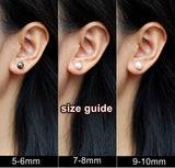 7-8mm White Freshwater Pearl Stud Earrings 925 Sterling Silver post & back bridal Gift