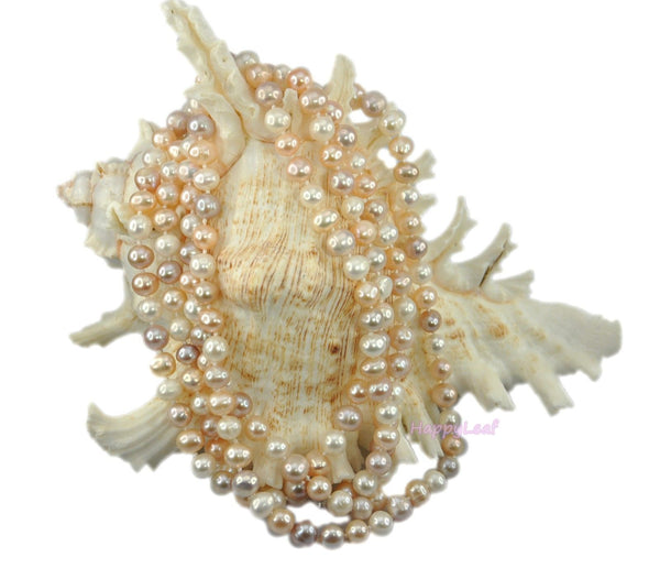 7-8mm Freshwater Pearl white multi-color Opera 50" long endless Strand Necklace