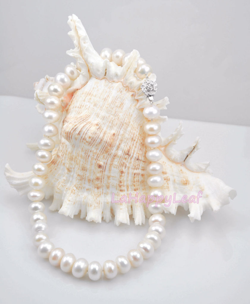 11-13mm Freshwater Pearl necklace strand white large pearl 18