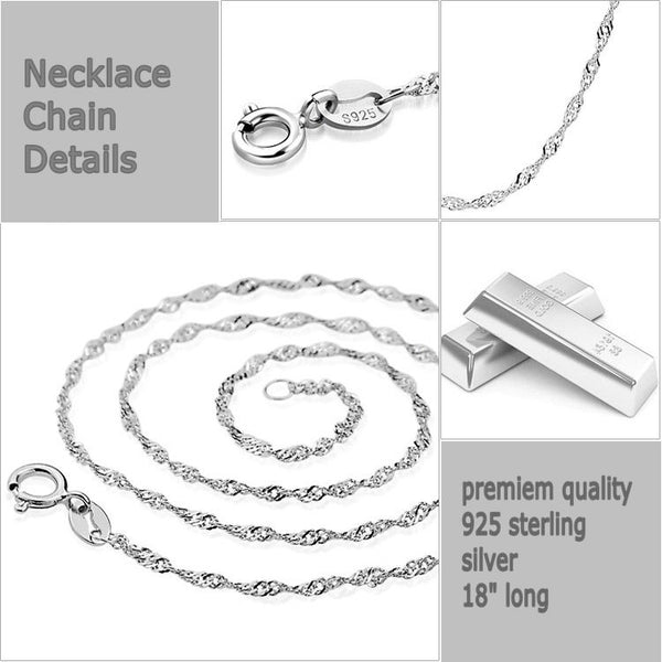 11mm white Freshwater Pearl Sterling Silver CZ Pendant Necklace Chain 18" Bridal