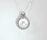 11-13mm Freshwater Pearl in Diamonique 925 sterling silver pendant Necklace 18