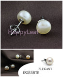 7-8mm White Freshwater Pearl Stud Earrings 925 Sterling Silver post & back bridal Gift