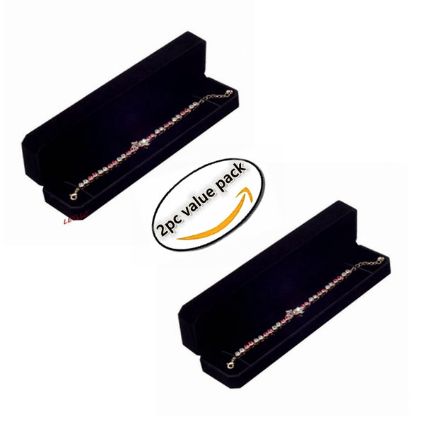 Lily Treacy Deluxe Black Velvet Ring Stud Earrings Or Bracelet Watch Chain box 2 Pack