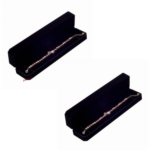 Lily Treacy Deluxe Black Velvet Ring Stud Earrings Or Bracelet Watch Chain box 2 Pack