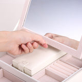 Lily Treacy Wooden Jewelry Make up Organizer Case Box 2-tray with Extra Travel case
