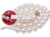 Lily Treacy 11-12mm Top Quality white Freshwater pearl necklace strand with 14K solid gold clasp 18″