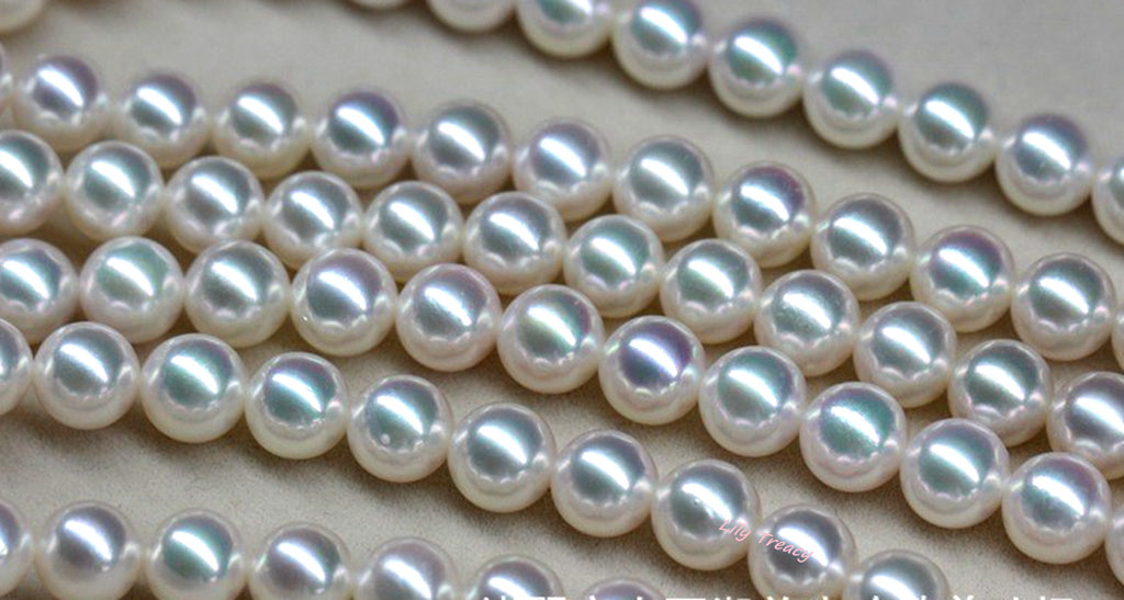 Japanese Akoya Pearl Necklace UNSTRUNG 7-7.5mm/ 7.5-8mm / 8-8.5mm / 8.5-9mm / 9-9.5mm / 9.5-10mm fully drilled Strand WITHOUT clasp for DIY