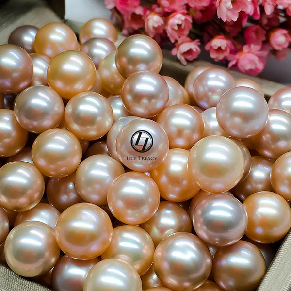 LILY TREACY 9-10MM METALLIC PINK FRESHWATER PEARL RACHELLE NECKLACE STRAND 18″ WITH RONDELLES