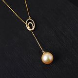 Lily Treacy 10-11mm Golden South Sea Pearl 18K Yellow Gold Pendant Necklace Up to 20
