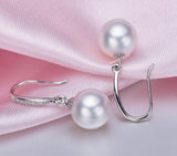 8-9mm Freshwater pearl drop dangle hoop Earrings Sterling Silver CZ bridal white by Lily Treacy