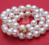 Lily Treacy 11-12mm Top Quality white Freshwater pearl necklace strand with 14K solid gold clasp 18″