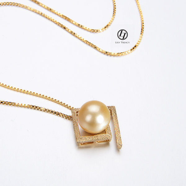 Lily Treacy 10-11mm Golden South Sea Pearl 14K Maria Pendant with Yellow Gold vermeil Chain