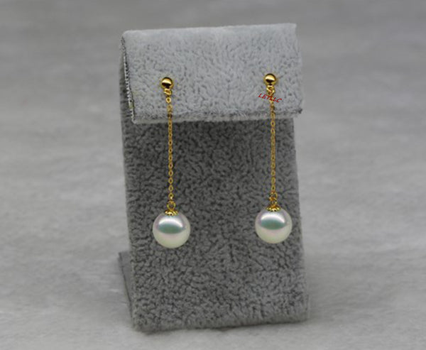 Lily Treacy Japanese Akoya pearl drop earrings solid gold ear studs pendant combo bridal 7.5-8mm