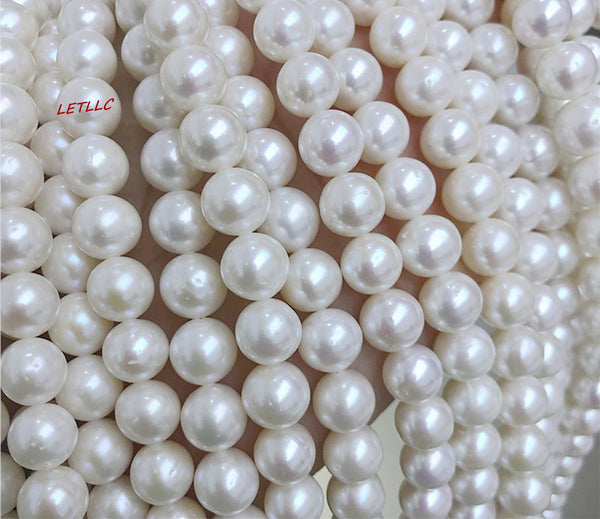 8.5-9.5mm White Freshwater Pearl Strand Necklace 18" Magnetic clasp wedding bridal